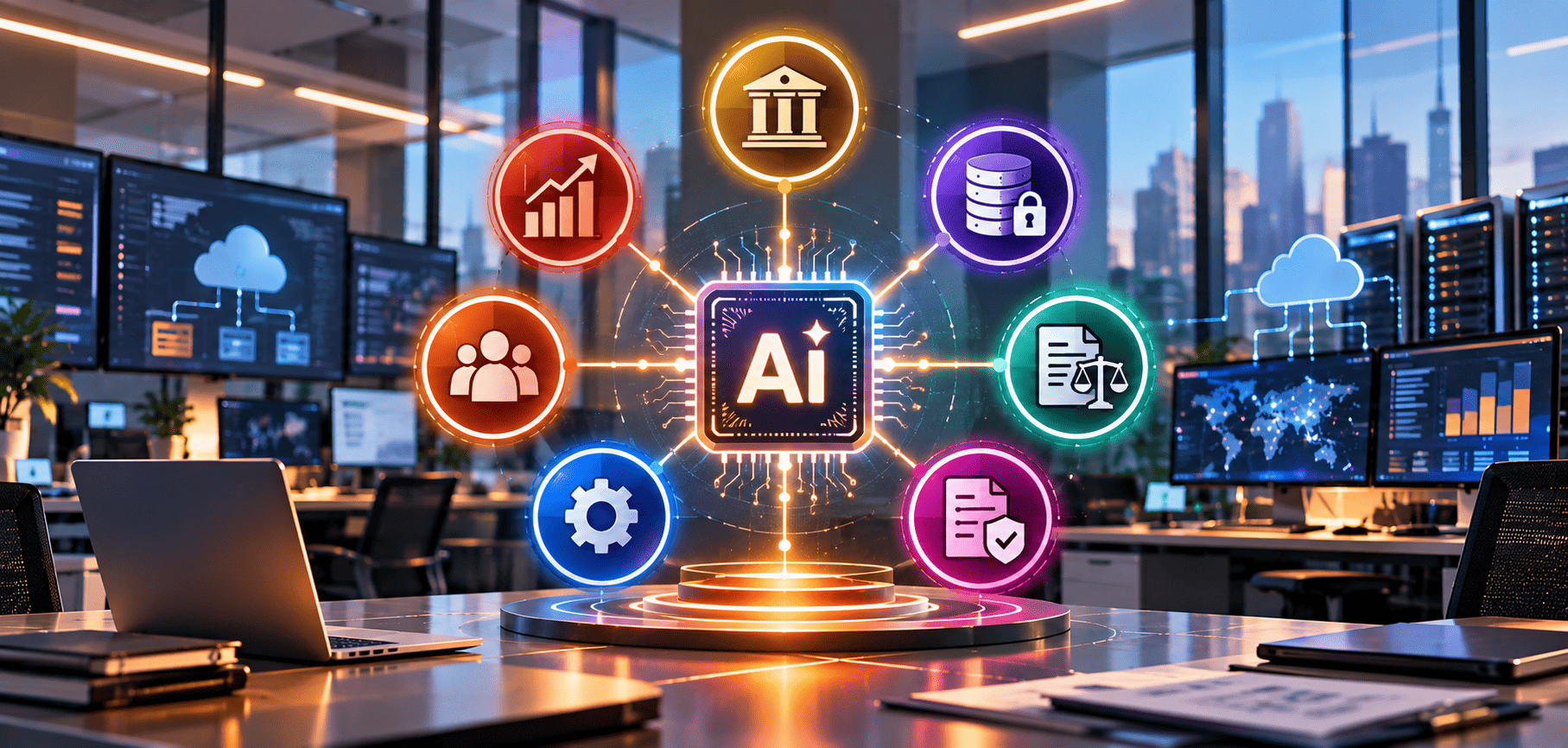 Enterprise AI governance operating model showing executive, business, technology, data, security, legal and privacy responsibilities