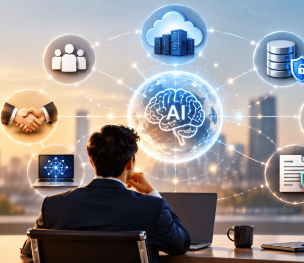 Enterprise AI strategy showing interconnected AI vendors, platforms, models, data, and governance