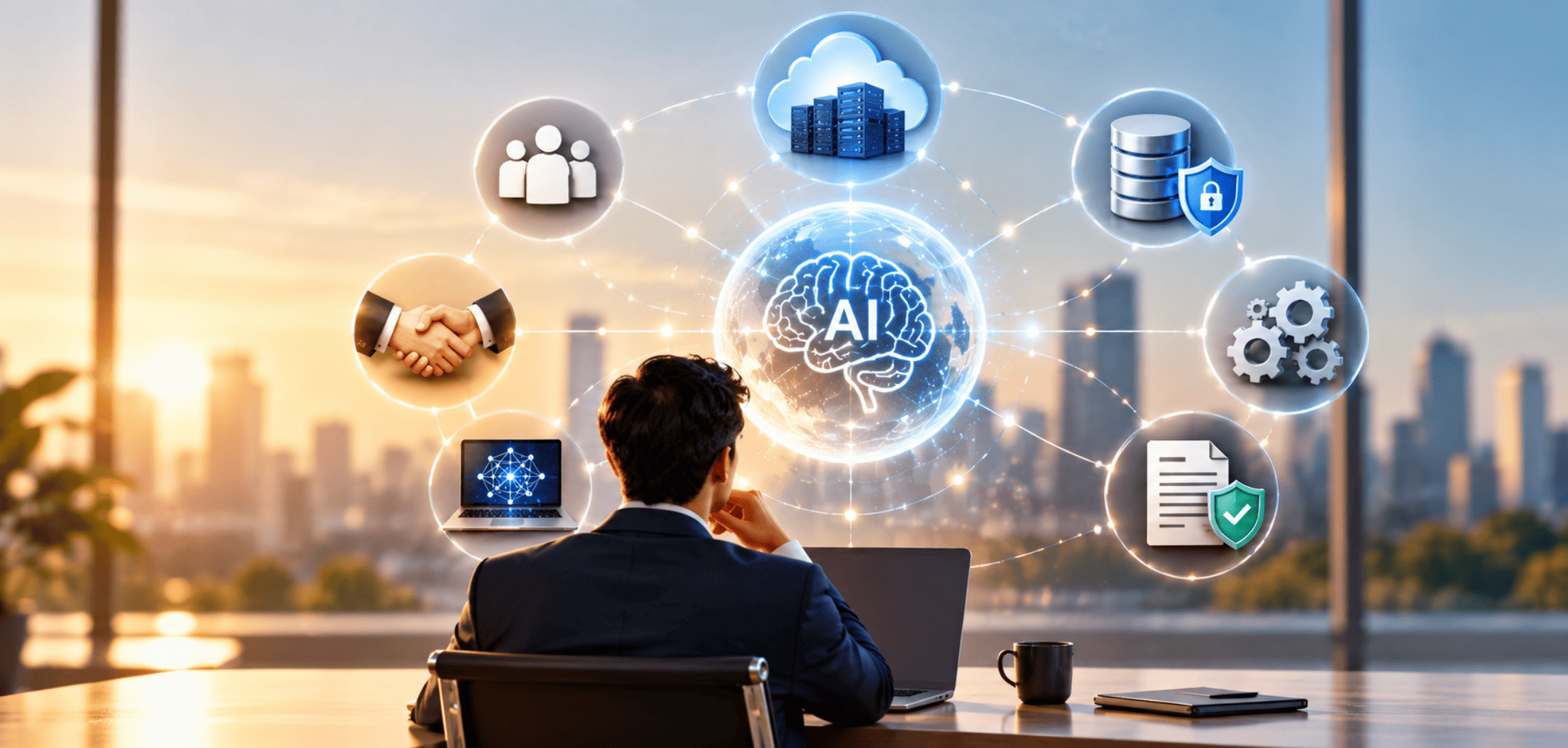 Enterprise AI strategy showing interconnected AI vendors, platforms, models, data, and governance